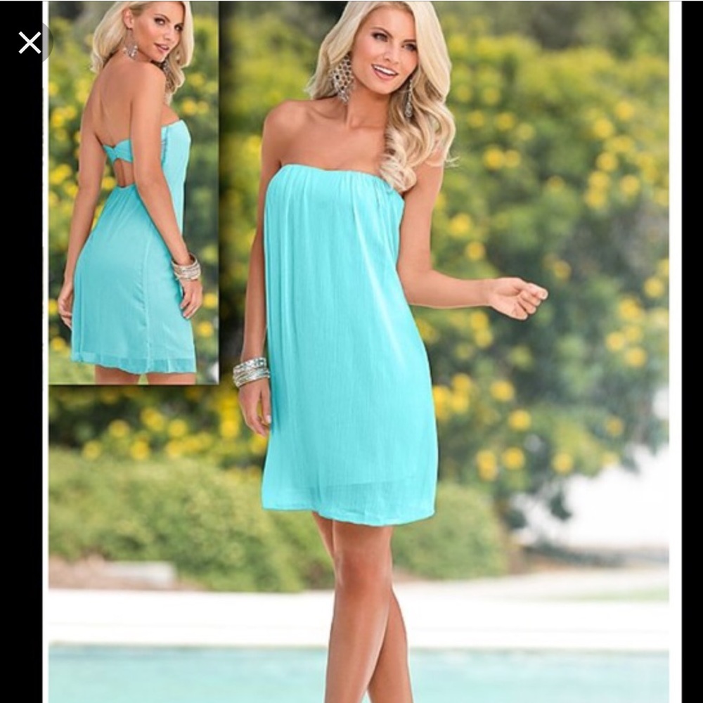 Venus chiffon strapless dress blue size 36/38 NWOT